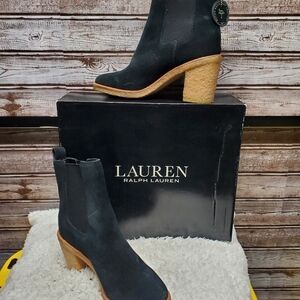 Lauren Ralph Lauren Marianna Chelsea Bootie in black waterproof suede
